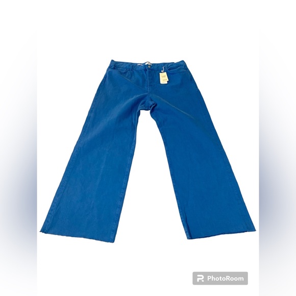 Women Mango Nora Button Fly Wide Leg Flared High Rise Jeans Blue 20 NWT - Picture 7 of 10